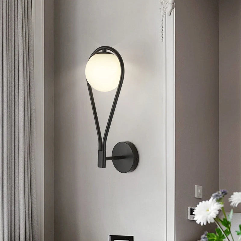 Applique Murale Goutte Métal Noir et Laiton Brillant Noire - Chambre Salon Salle de Bain — Ekua