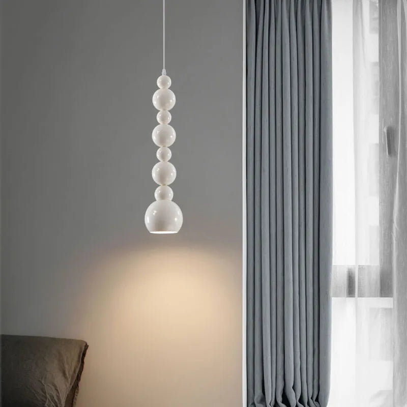 Suspension Pétales Tissu Marron et Boules Opalescentes - Chambre Salon Cuisine — Flore
