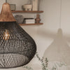 Suspension Goutte Rotin Noir et Bois Naturel - Cuisine Chambre Salon — Drops