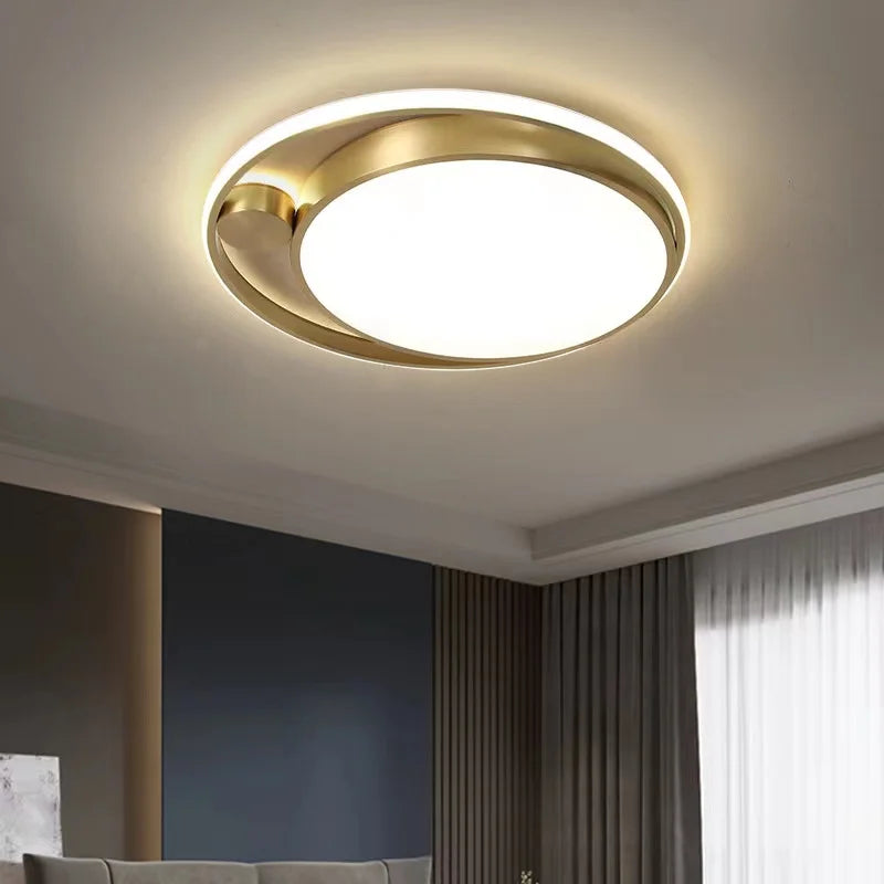 Plafonnier Anneau Métal Noir et Blanc Minimaliste Design Moderne - Salle de Bain Salon Chambre — Platino