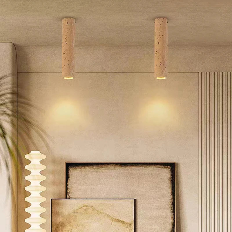 Plafonnier Cylindre Liège Naturel Minimaliste Design Moderne - Salon Chambre Salle à Manger — Antares