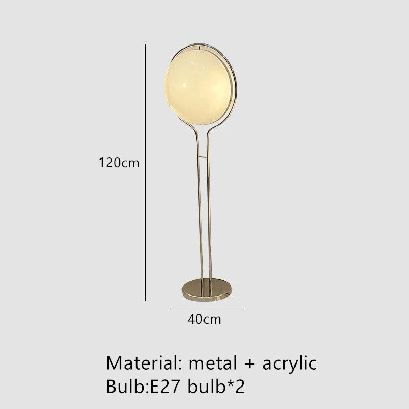 Lampadaire Sphère Verre Opalin et Métal Chromé Minimaliste Design - Salon Bureau Chambre — Orbe