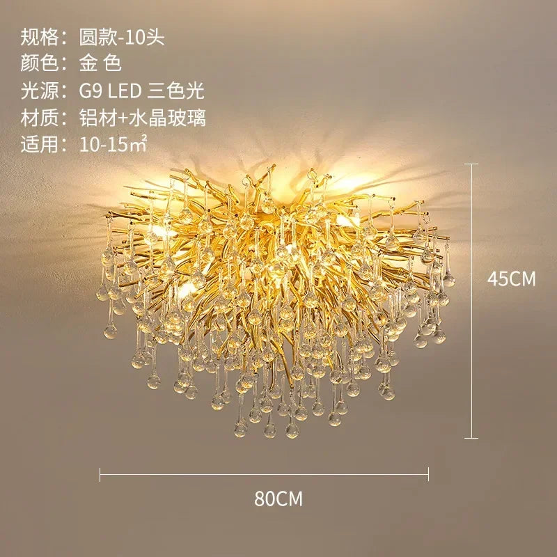 Randi Cascade Cristal et Métal Doré Luxueux