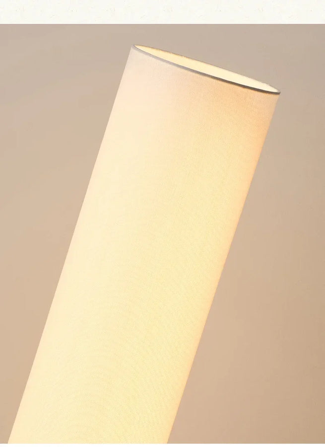 Lampadaire Cylindre Tissu Blanc et Bois Naturel - Salon Bureau Chambre — Canna