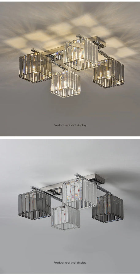 Sofia Cube Cristal et Métal Chromé Art Déco