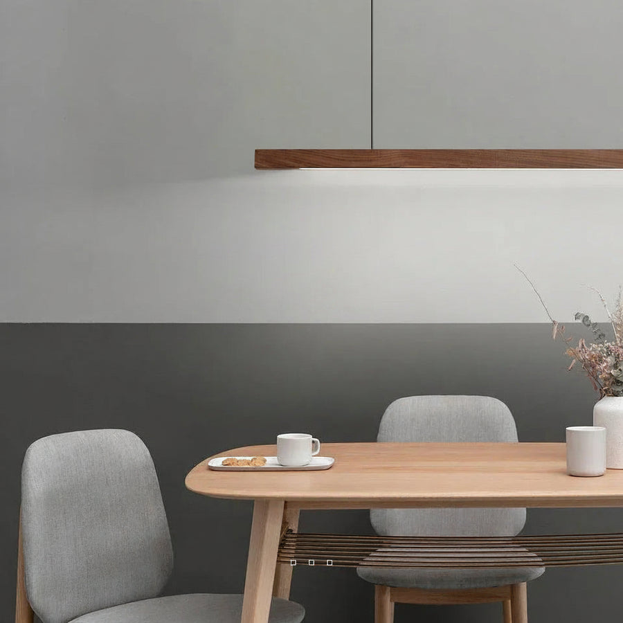 Suspension Barre Bois Naturel Minimaliste Design - Cuisine Chambre Salon — Linéo
