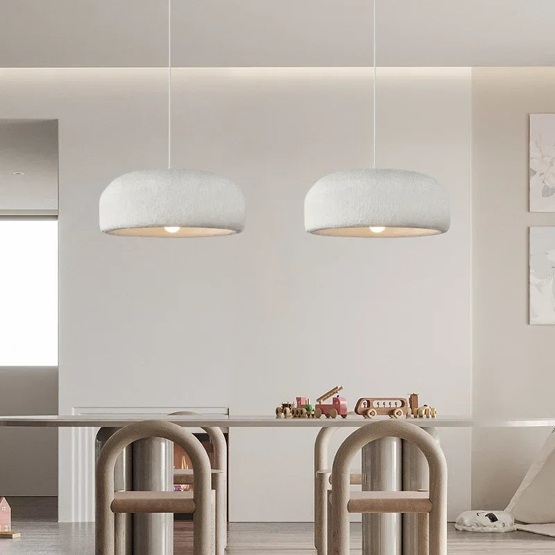 Suspension Cylindre Tissu Blanc Minimaliste Design - Chambre Salon Cuisine — Fulgor
