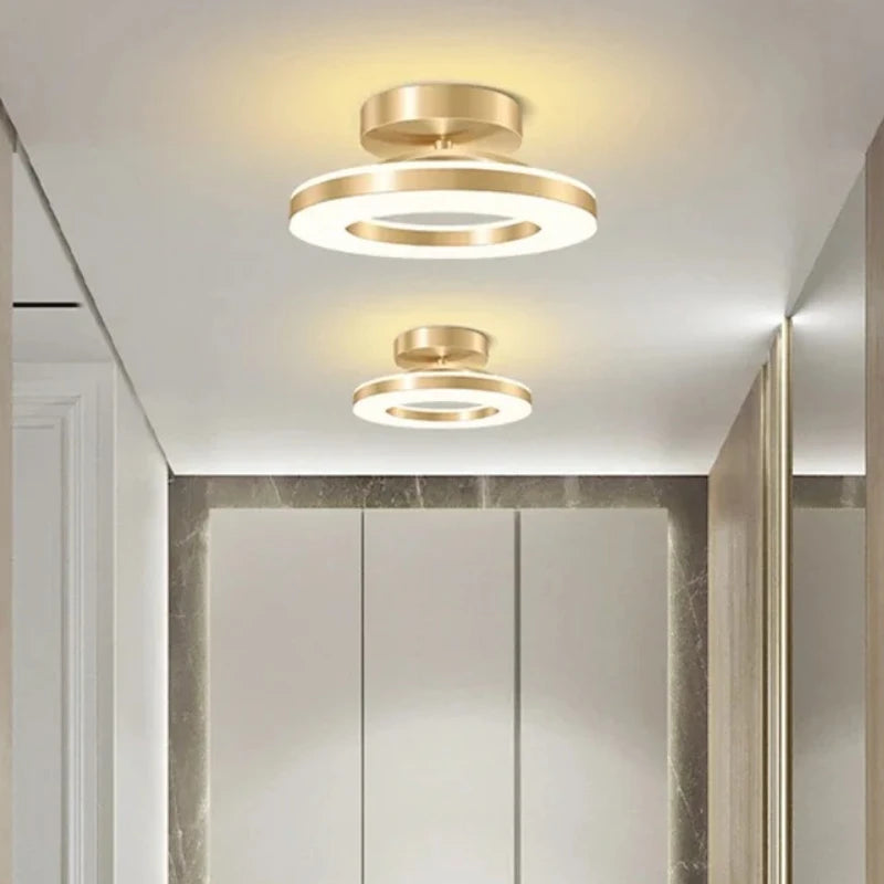 Plafonnier Anneaux Laiton Doré Minimaliste Design Moderne - Salon Salle à Manger Chambre — Ivoire