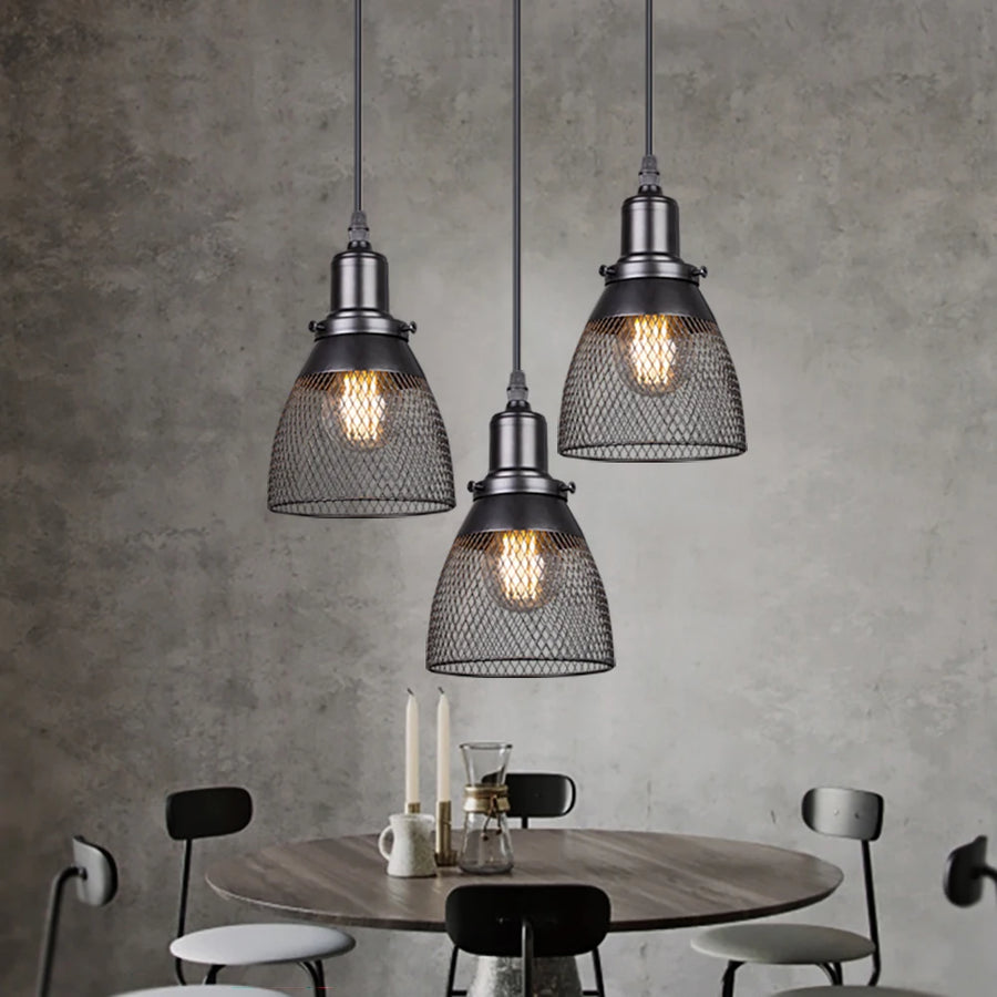 Suspension Cage Métal Noir Industriel Vintage - Cuisine Salon Bureau — Treillis