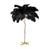 Lampadaire Feuillage Plumes Blanches et Métal Doré Art Déco - Salon Bureau Chambre — Folium