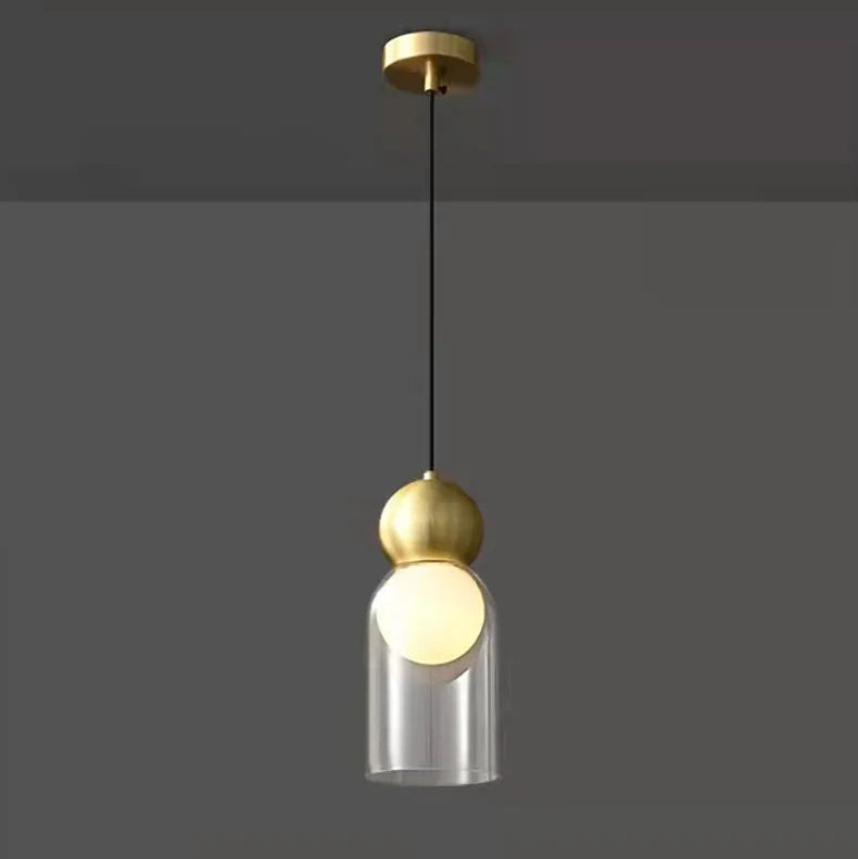 Suspension Cylindre Verre Fumé et Métal Noir - Chambre Salon Cuisine — Denebola
