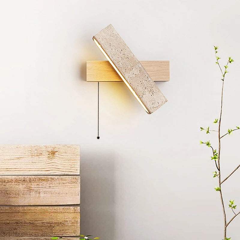 Applique Murale Industrielle Béton Brut et Bois - Couloir Escalier Salon — Topaze