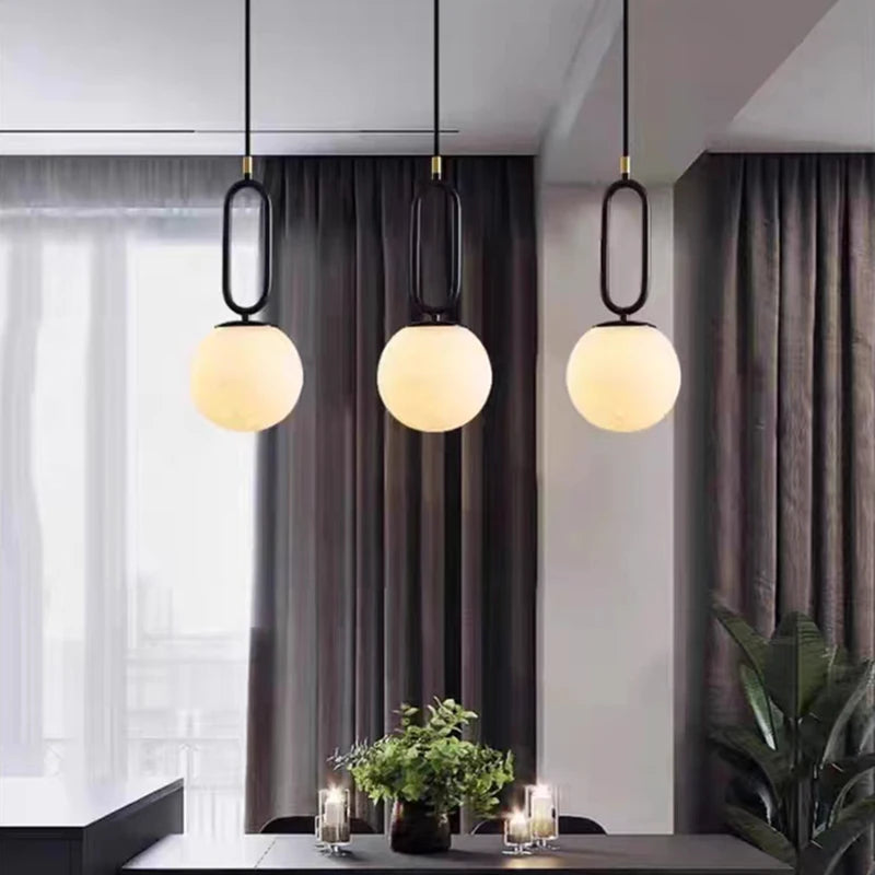 Suspension Dôme Bois Naturel et Métal Bicolore Nordique Design - Cuisine Chambre Salon — Positano