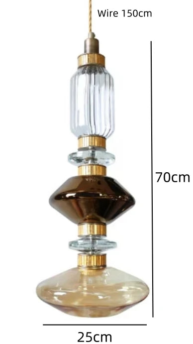 Lidia Cylindres Verre Facetté Ambre et Transparent