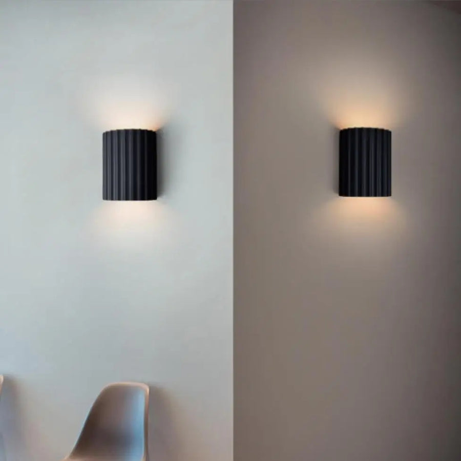 Applique Murale Cylindre Bois Texturé Minimaliste Design Moderne - Chambre Salle de Bain Salon — Colure