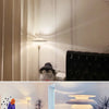 Lampadaire Tablette Métal Noir et Bois Minimaliste Design - Salon Bureau Chambre — Lumio