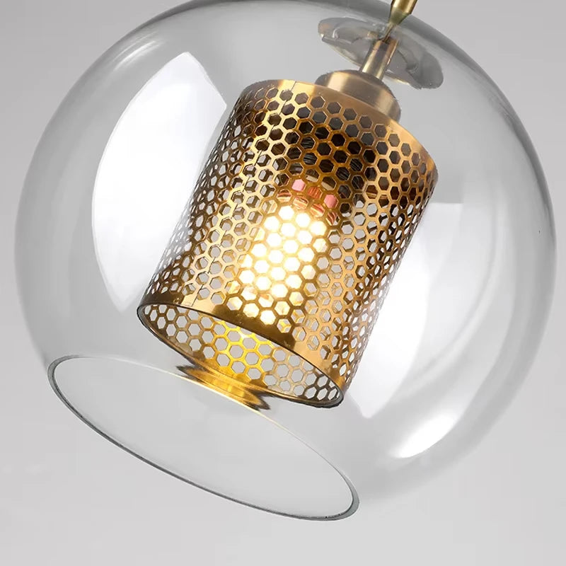 Emmanuel Sphère Verre Transparent et Laiton Doré