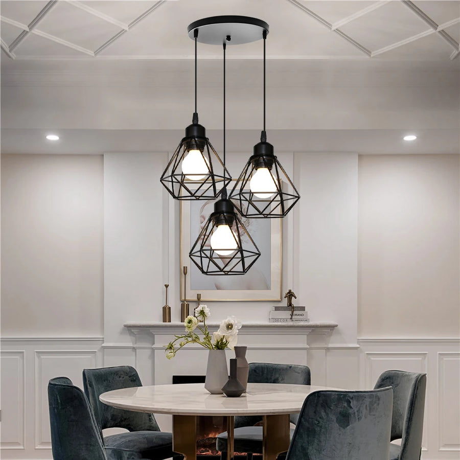 Suspension Abat-Jour Acier Noir et Laiton Industriel - Cuisine Salon Bureau — Puro
