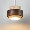 Suspension Cylindre Bois Foncé et Béton Brut - Chambre Salon Cuisine — Fuseau