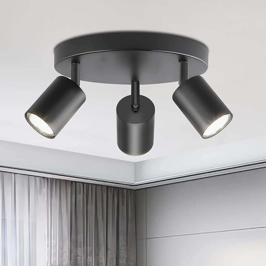 Suspension Rail Cylindres Acier Noir Mat Minimaliste Design - Chambre Salon Cuisine — Réglette