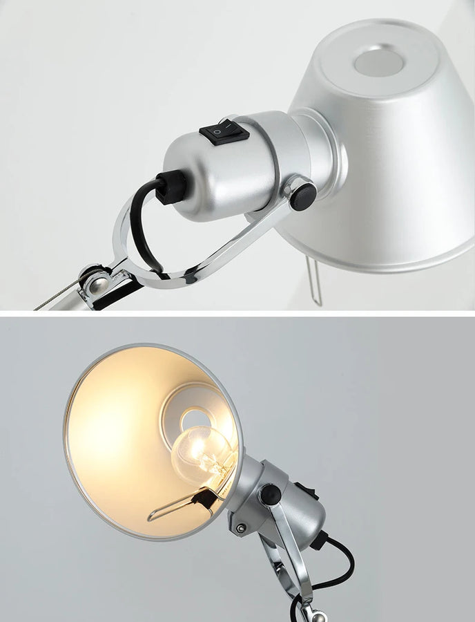 Lampadaire Bras Articulé Acier Chromé Minimaliste Design - Salon Bureau Chambre — Aura
