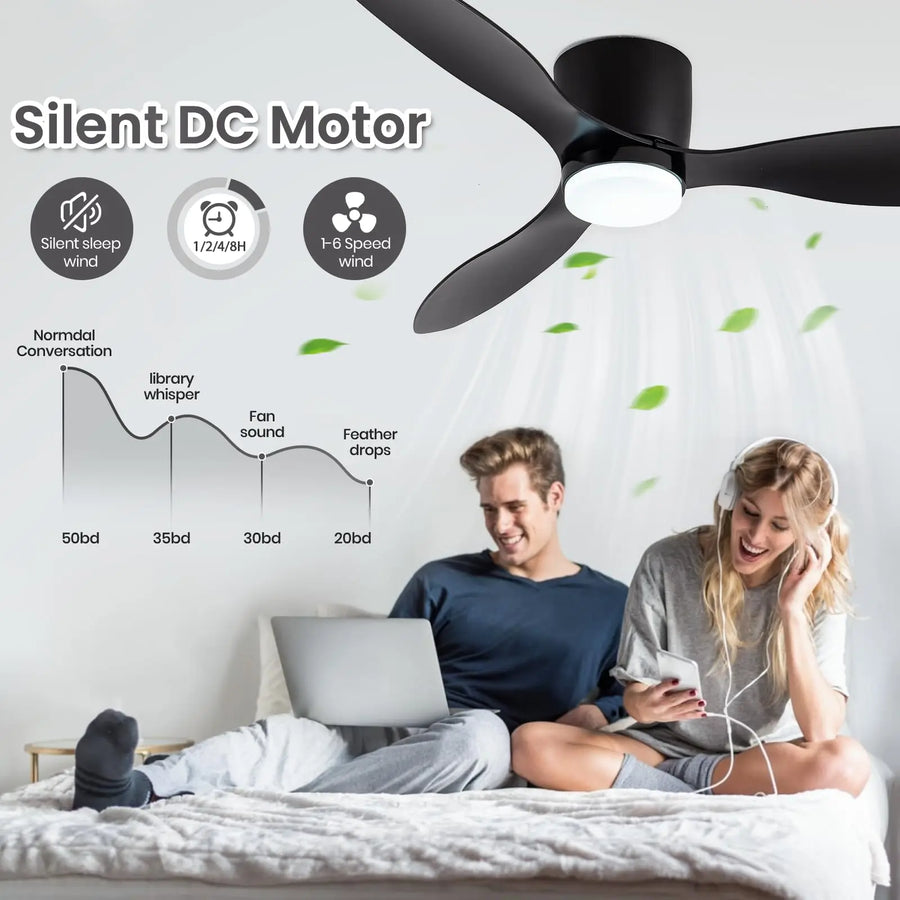 Ventilateur de Plafond Compact avec Éclairage LED