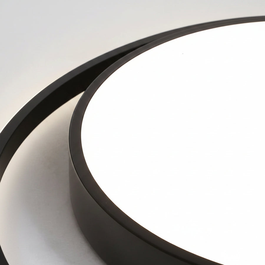 Plafonnier Anneau Métal Noir et Blanc Minimaliste Design Moderne - Salle de Bain Salon Chambre — Platino