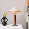 Lampe de Table Cône Tissu Vert et Bois - Chambre Bureau Salon — Cono