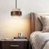 Suspension Cylindre Bois Foncé et Béton Brut - Chambre Salon Cuisine — Fuseau