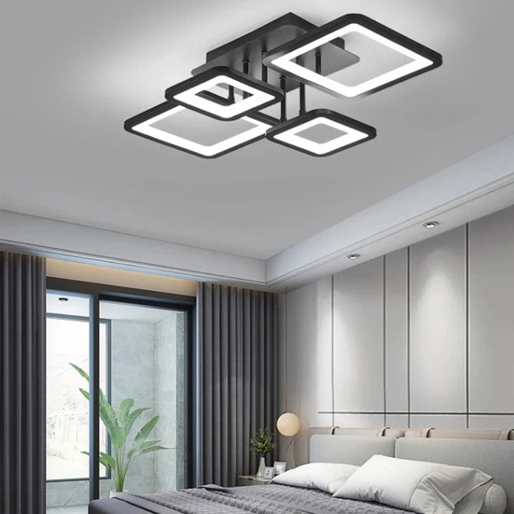 Plafonnier Géométrique Aluminium Noir Mat Minimaliste Design Moderne - Salle de Bain Salon Chambre — Hexo