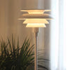 Lampadaire Tablette Métal Noir et Bois Minimaliste Design - Salon Bureau Chambre — Lumio