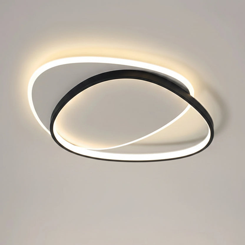 Plafonnier Anneaux Métal Noir et Blanc Minimaliste Design Moderne - Salle de Bain Salon Chambre — Horos