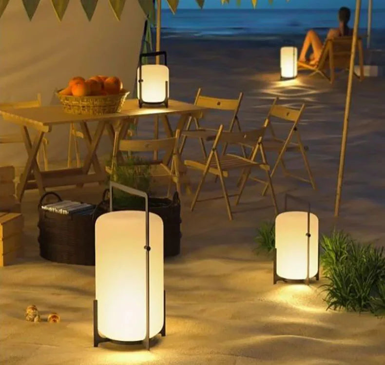 Lampadaire Lampe de Table Cylindre Tissu Beige Minimaliste Design - Salon Bureau Chambre — Stria et