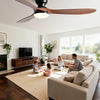 Ventilateur de Plafond Bois Massif avec Éclairage LED