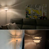 Lampadaire Tablette Métal Noir et Bois Minimaliste Design - Salon Bureau Chambre — Lumio