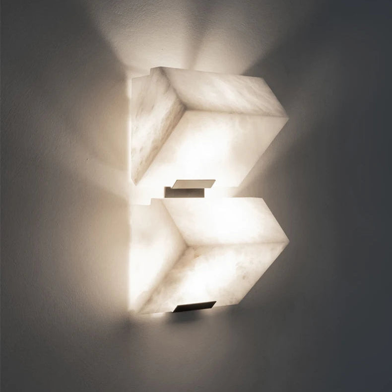 Applique Murale Cubes Marbre Blanc Minimaliste Design Moderne - Chambre Salle de Bain Salon — Oaxaca