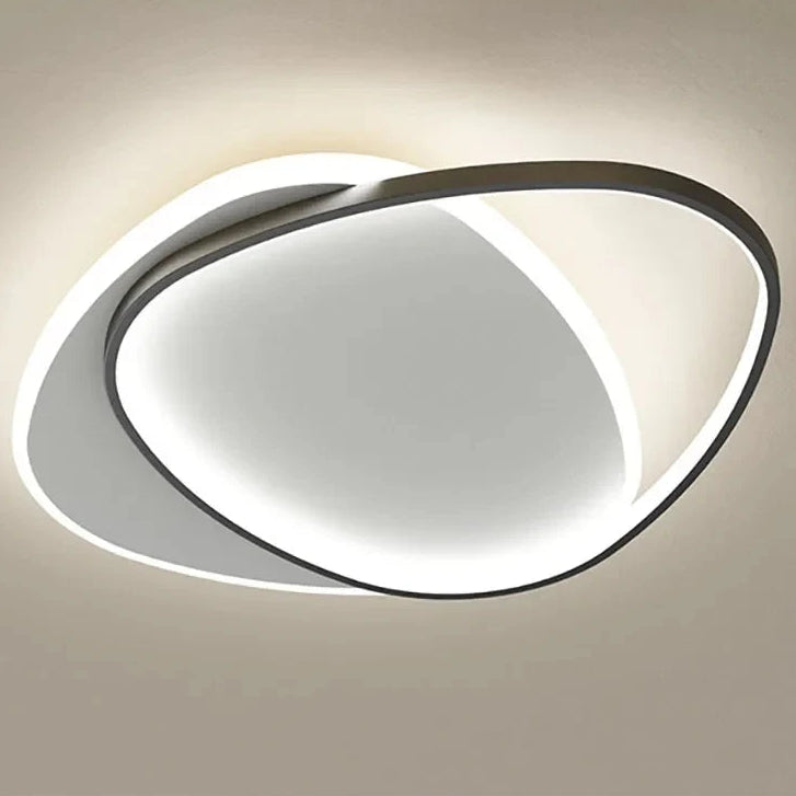Plafonnier Anneaux Métal Noir et Blanc Minimaliste Design Moderne - Salle de Bain Salon Chambre — Horos