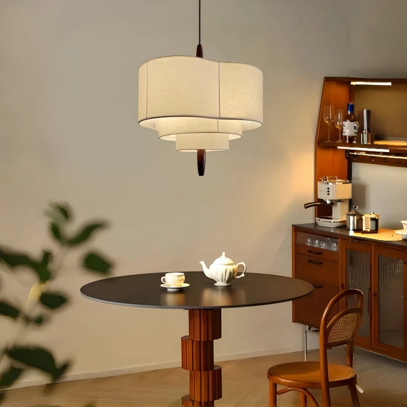 Suspension Anneaux Tissu Crème Minimaliste Design - Chambre Salon Cuisine — Onyx