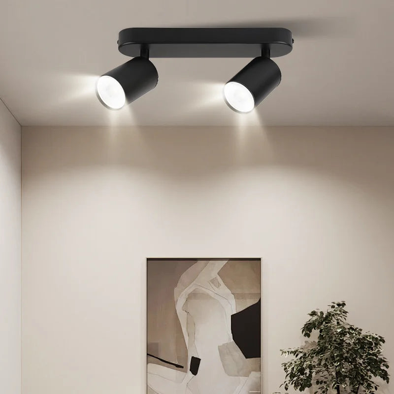 Suspension Rail Cylindres Acier Noir Mat Minimaliste Design - Chambre Salon Cuisine — Réglette