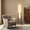 Lampadaire Cylindre Tissu Blanc et Bois Naturel - Salon Bureau Chambre — Canna