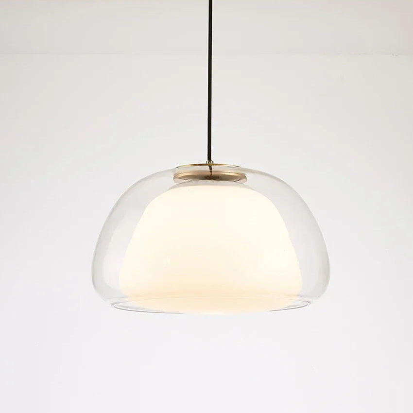 Suspension Niveaux Verre Opalin Blanc et Laiton - Chambre Salon Cuisine — Stratéo