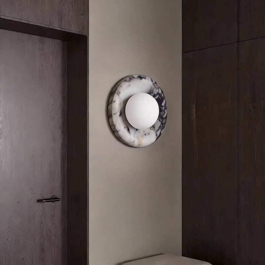 Applique Murale Bloc Béton et Bois Chêne Minimaliste Design Moderne - Chambre Salle de Bain Salon — Maja