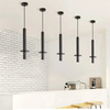 Suspension Cylindre Acier Noir Mat Minimaliste Design - Chambre Salon Cuisine — Vivace