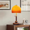 Lampe de Table Dôme Verre Ambré et Bois Sombre - Chambre Bureau Salon — Voûte