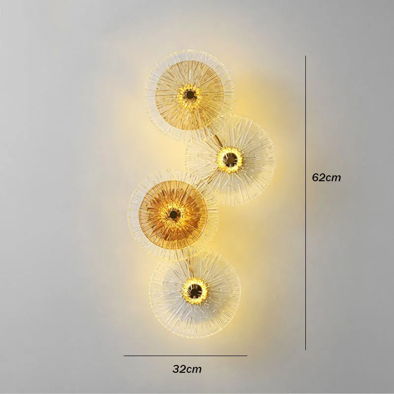 Taormina Disques Verre Transparent et Métal Doré