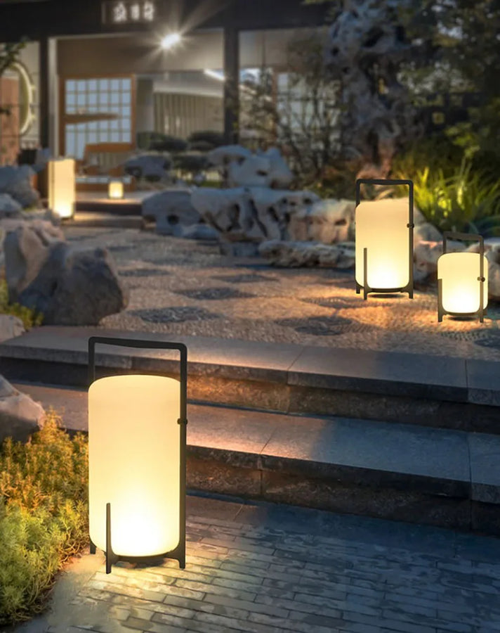 Lampadaire Lampe de Table Cylindre Tissu Beige Minimaliste Design - Salon Bureau Chambre — Stria et