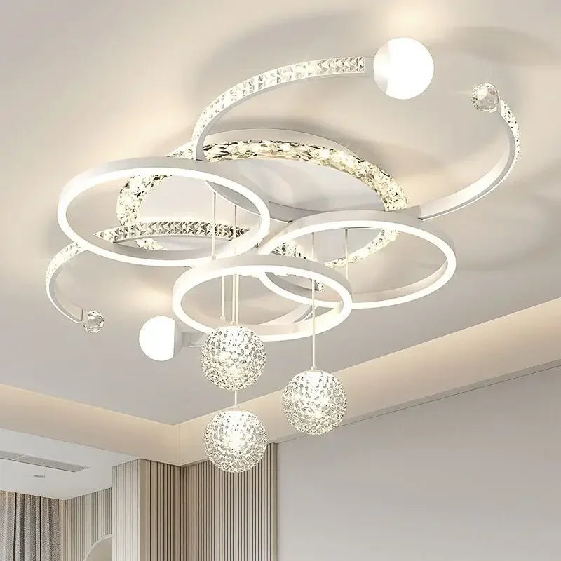 Lustre Plafonnier Anneaux Laiton Doré Minimaliste Dimmable Design - Salon Salle à Manger — Orbit