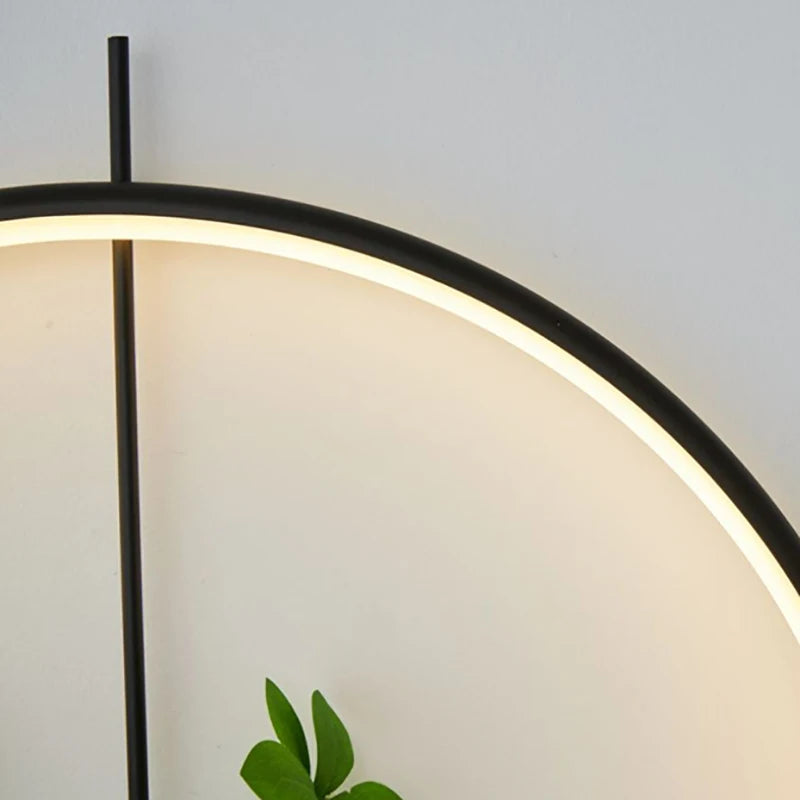 Applique Murale Anneau Métal Noir et Verre Épuré Design Moderne Noire Ronde - Chambre Salle de Bain Salon — Orbit