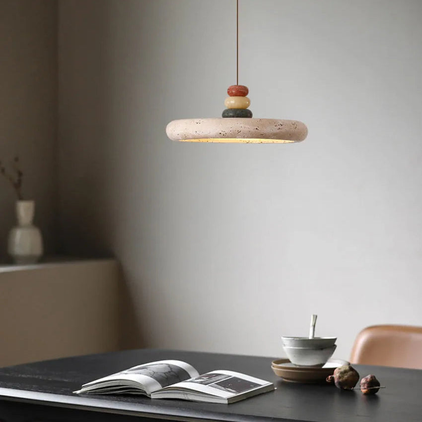 Suspension Cylindre Pierre Empilée Multicolore Nordique Design - Chambre Salon Cuisine — Incandeo