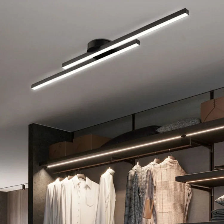 Plafonnier Linéaire Métal Noir Minimaliste Design Moderne - Salle de Bain Salon Chambre — Aase